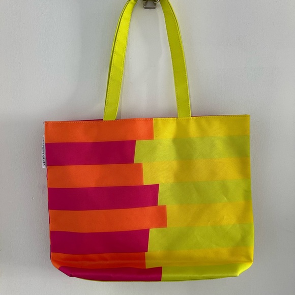 Clinique Handbags - 🌻 NWOT Colorblock Neon Stripe Tote Bag 🌻